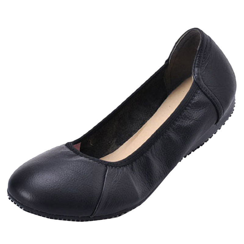 Purely Handmade Genuine Leather Soft-Soled Women's Shoes, Flat Shoes, Simple Cowhide Black Work Shoes, Women's Flats, Commuting Shoes, Flat-Heeled Shoes