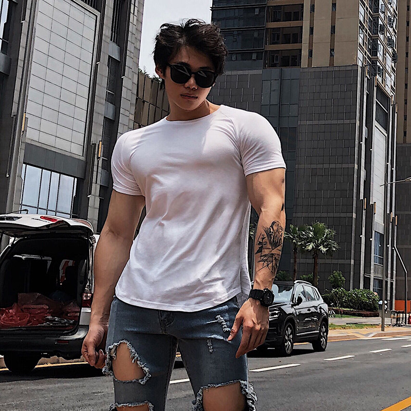 Original simple slim fit quick-drying stretch fitness short-sleeved men's quick-drying tight sports T-shirt casual running clothes men