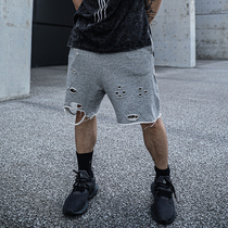 Casual hole mens sports shorts summer loose thin straight tube breathable outdoor running fitness training five-point pants