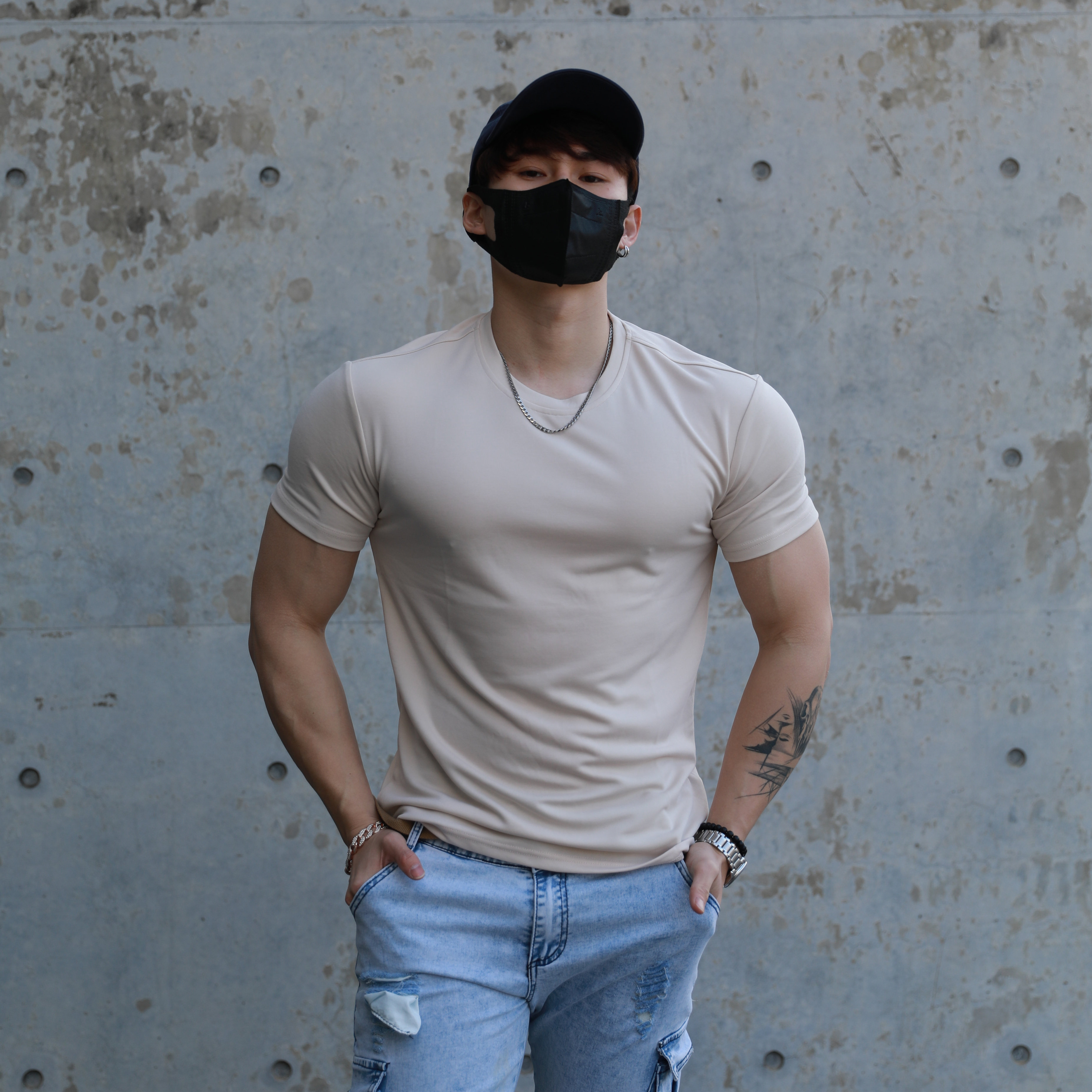 BEESTRONG new fabric quick-drying elastic short-sleeved men's sports fitness slim T-shirt running breathable sweat-absorbing top