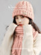 Warm Hat for Women, Autumn and Winter 2025 New Style, Red Knitted Wool Hat and Scarf Two-Piece Set, Windproof for Electric Bike Riding