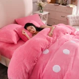 Коралловый однотонный фланелевый комплект, покрывало, зимняя простыня, пододеяльник, популярно в интернете, увеличенная толщина, 4 предмета, 1.8м