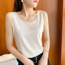 2021 Summer new mulberry silk vest pure color loose large code mulberry silk harness vest sleeveless bottom blouse