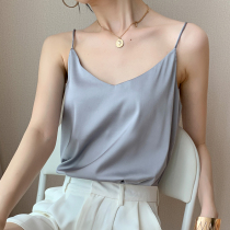 Mulberry silk harnesses vest v collar inside lap with women mulberry silk bottom silk satin outside wearing summer sexy beauty back