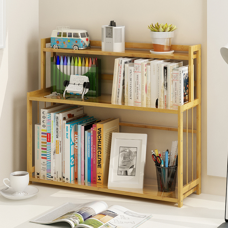 Simple desktop bookshelf Simple modern desk bookshelf Office desktop shelf Nanzhu storage shelf For students