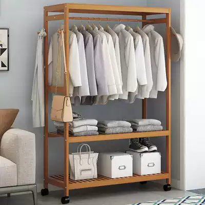 Hanger floor-to-ceiling bedroom simple hanger Simple modern Nanzhu floor-to-ceiling hanger Coat rack floor-to-ceiling solid wood