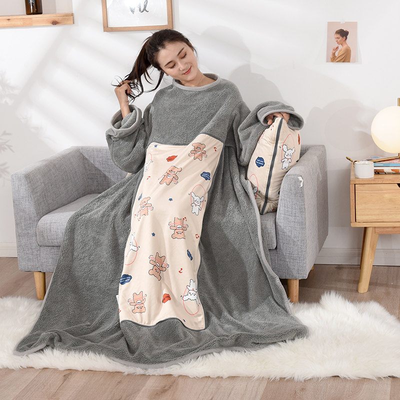 Office car Pillow Quilt Dual-use Blanket Sloth with cuff blankets you can wear on body thickened warmth