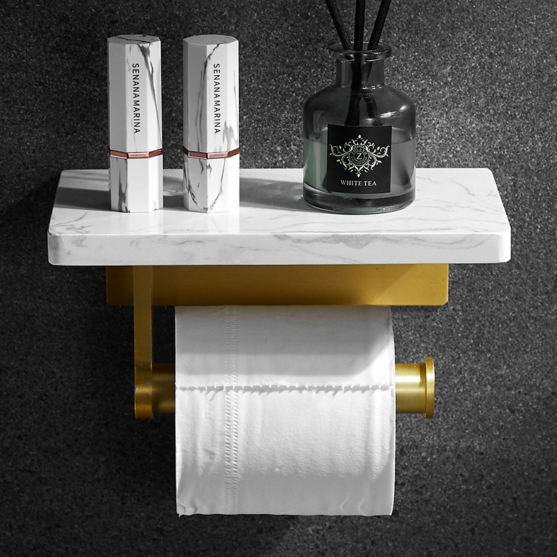 Punch-free toilet paper holder powder room mobile phone toilet paper rack toilet light luxury paper towel holder marble toilet paper holder