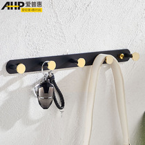 Punch-free adhesive hook light luxury wind black gold creative hanger all copper porch hook wall door back Hook