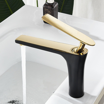 All copper hot and cold faucet light luxury black gold single hole single handle basin wash basin extended basin faucet