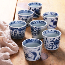 Japan imported ceramic cup buckwheat teacup New Chinese light retro blue white and blue tea cup single cup 200ml