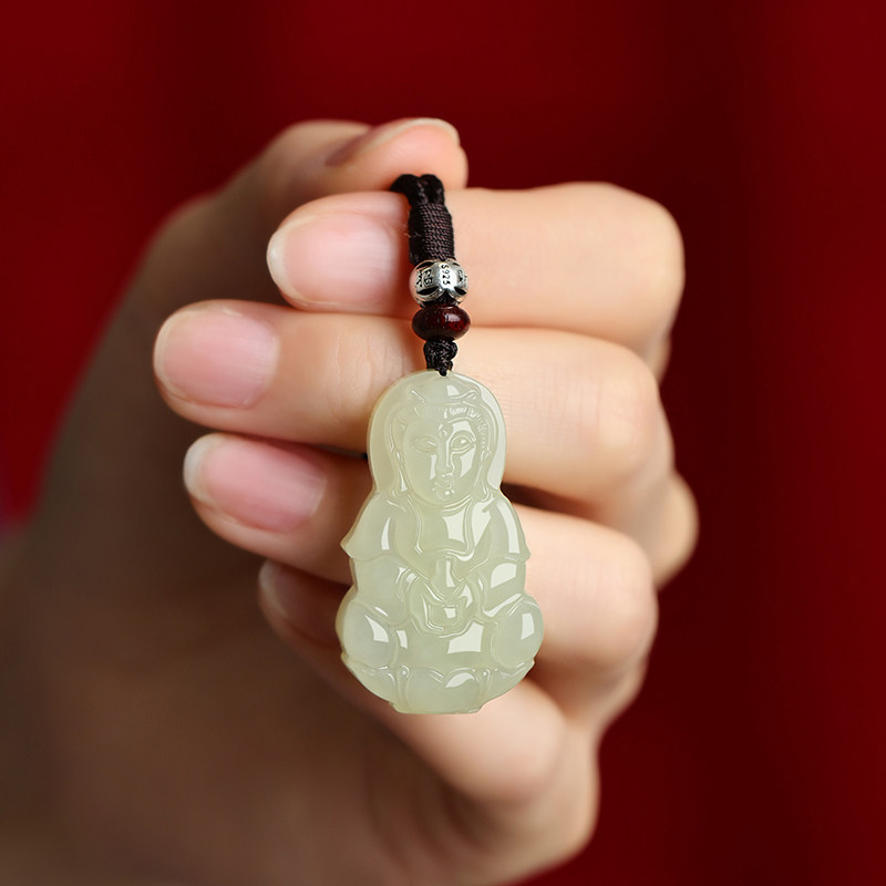 Fidelity Natural and Tamyu Guanyin Head Pendant Male's female white Jade Buddha Jade Buddha Jade Jade Pendant jade pendant amulet 