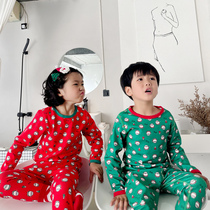 3 seconds hot childrens underwear set Australian velvet boys autumn clothes long pants girls pajamas set baby Christmas clothes