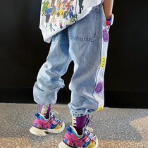 Hey hey childrens clothing 2022 spring and autumn new childrens pants boys jeans Western style childrens casual trousers closed pants