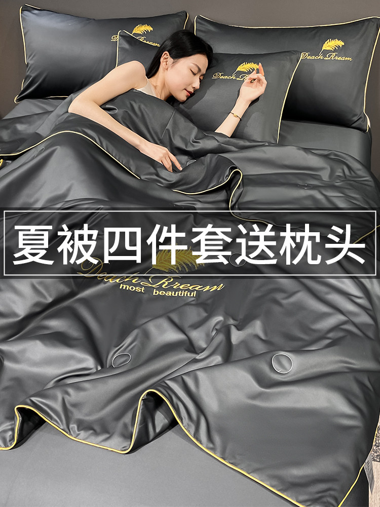 Ice Silk Summer Cooling Quilt Air-Conditioning Quilt Four-Piece Set Student Dormitory Six-Piece Set Air-Conditioning Thin Quilt Complete Set for Summer
