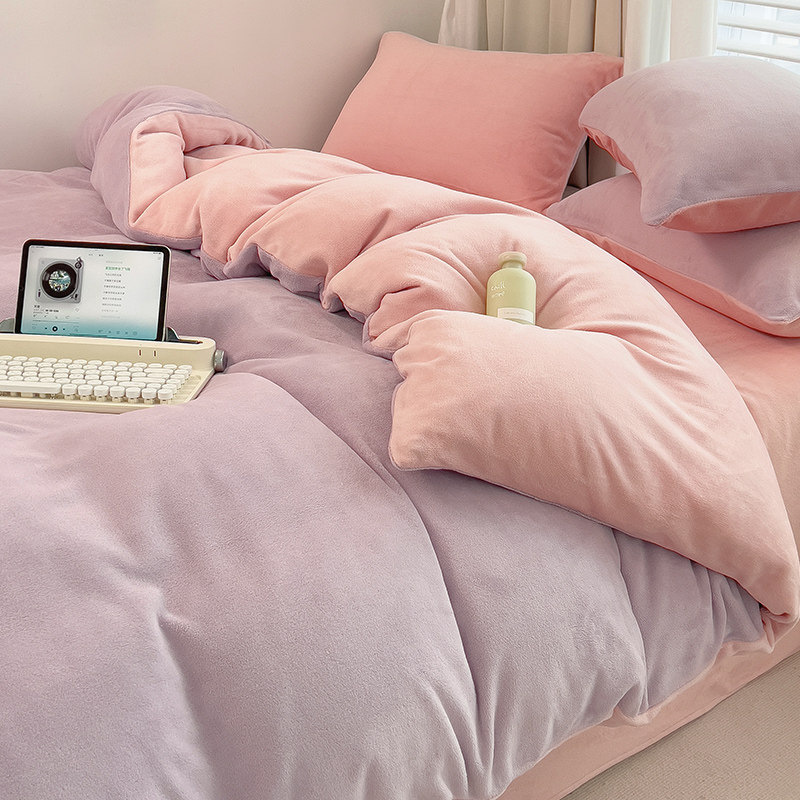 Coral Suede Quilt Cover Single Winter Milk Suede Winter Thickened Double Face Suede Flannel Suede Single Quilt Cover 150x200-Taobao