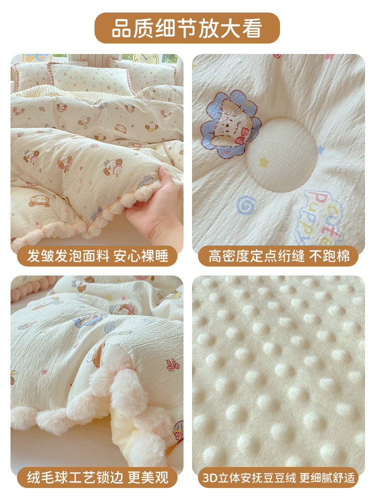 Class a Bean Fleece Winter Quilt, Spring and Autumn Quilt, Thickened and Warm, Winter Cotton Quilt Core, Machine Washable, Single Bedding for Student Dormitory