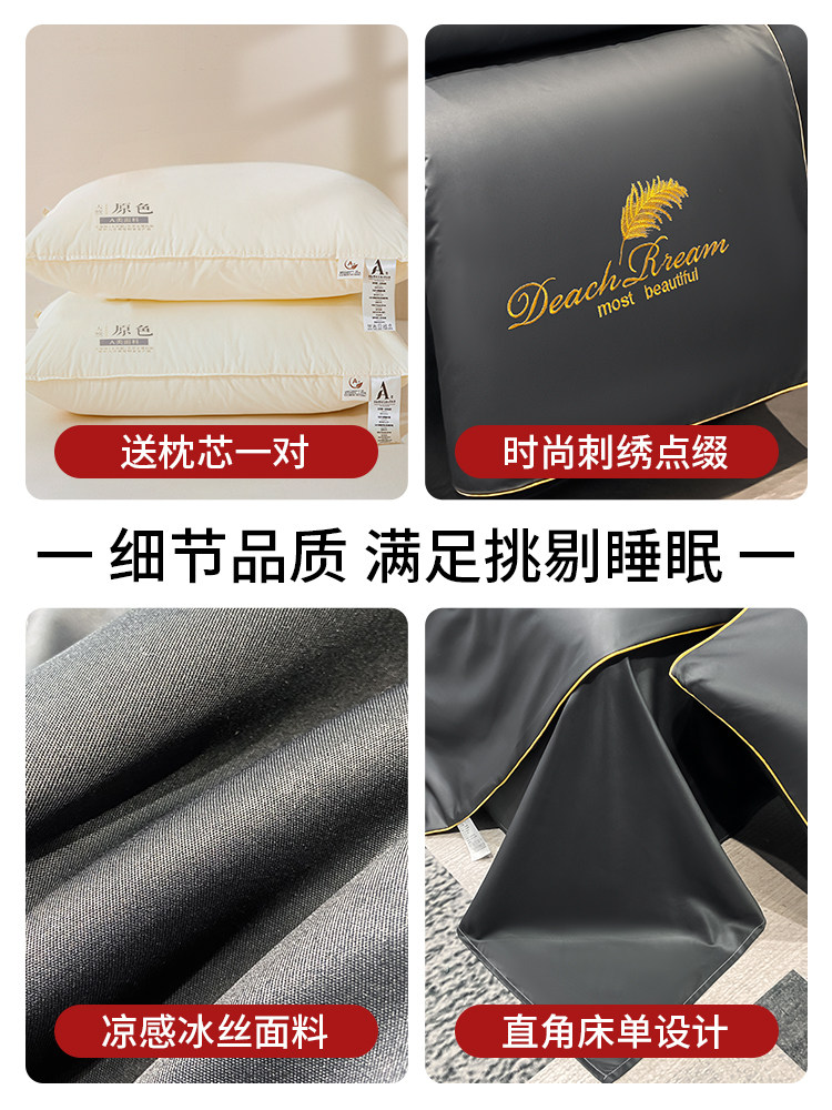 Ice Silk Summer Cooling Quilt Air-Conditioning Quilt Four-Piece Set Student Dormitory Six-Piece Set Air-Conditioning Thin Quilt Complete Set for Summer