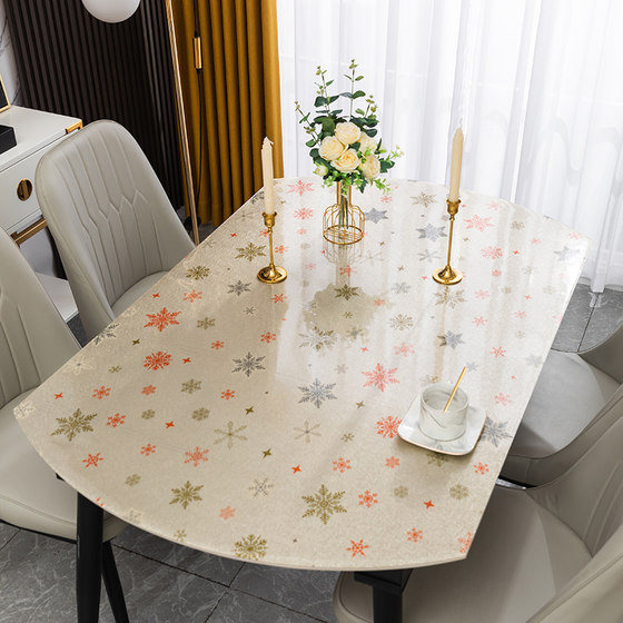 Customized telescopic folding oval tablecloth transparent PVC soft glass waterproof table pad crystal plate waterproof oil freehand