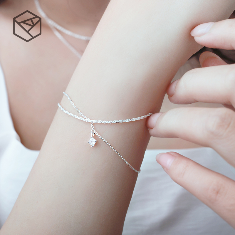 RHODON Hand in hand for female Xia students pure silver minimalist lovers lukewarm and small crowdsourced design handmade girlfriends' New Year's Eve gift