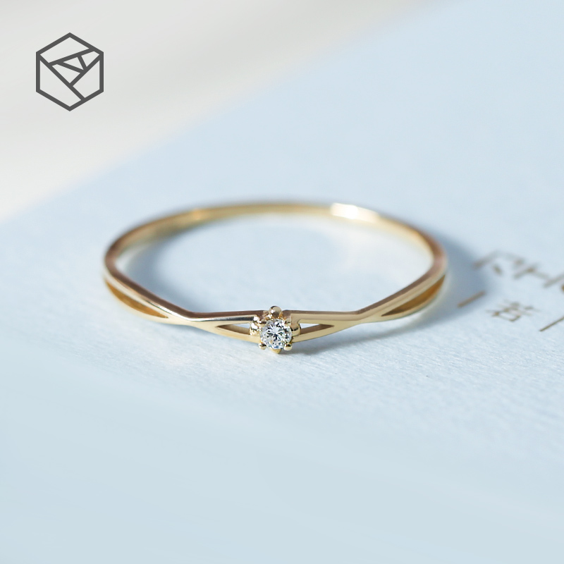 RHODON18K Gold Ring Woman Fashion Personality Married Original Wedding Feeling Ring White Gift