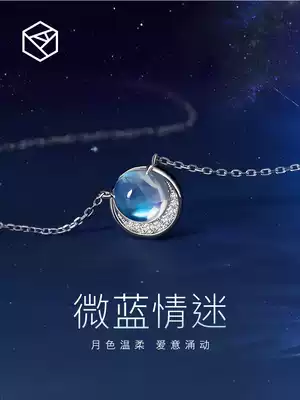 RHODON Moonlight stone necklace female summer pure silver moon choker niche design sense light luxury pendant birthday gift