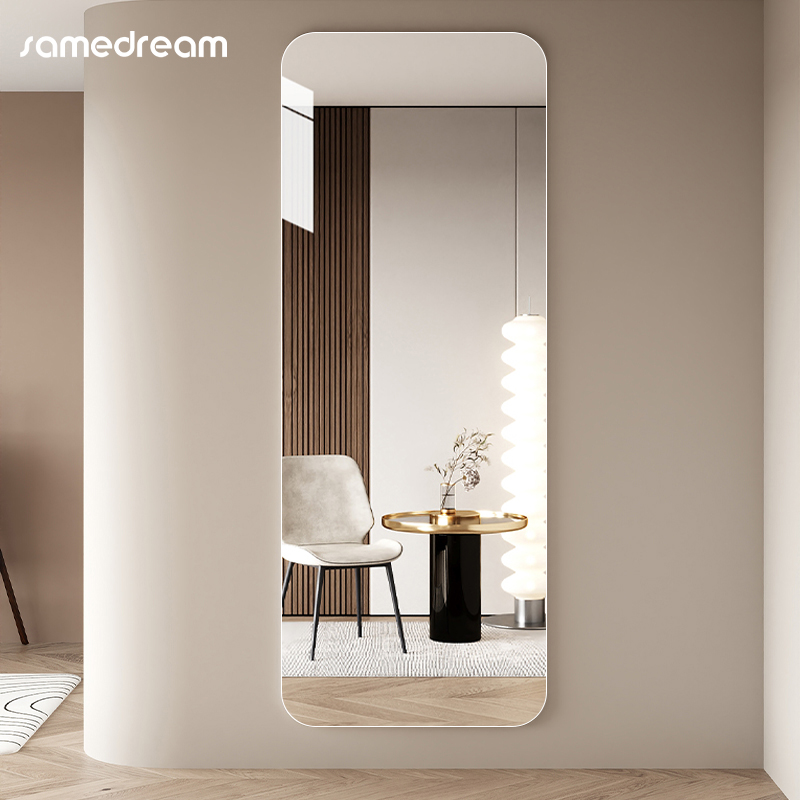 Light and luxurious full body mirror free of punching wearing clothing mirror wall-mounted bedroom home fitting explosion proof mirror sticker wall self-adhesive-Taobao