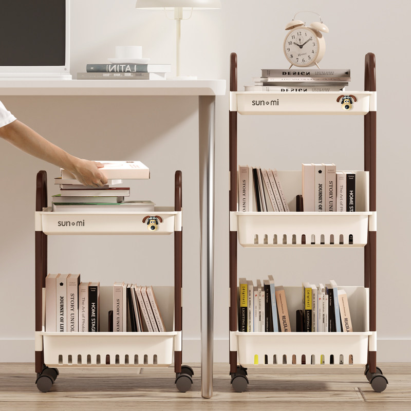 Bookshelves floor shelves Home desk Home desks Books Snacks Toy Storage Racks Removable Small Trolleys Simple Bookcases-Taobao