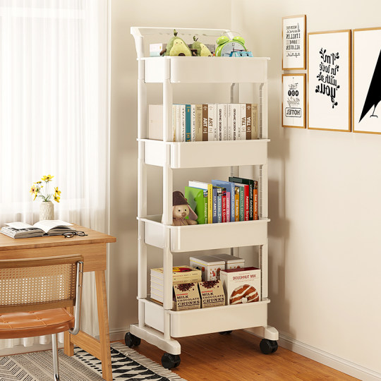 Bookshelf shelf floor-to-ceiling multi-layer removable wheeled trolley snack sundries desktop next to reading storage bookcase