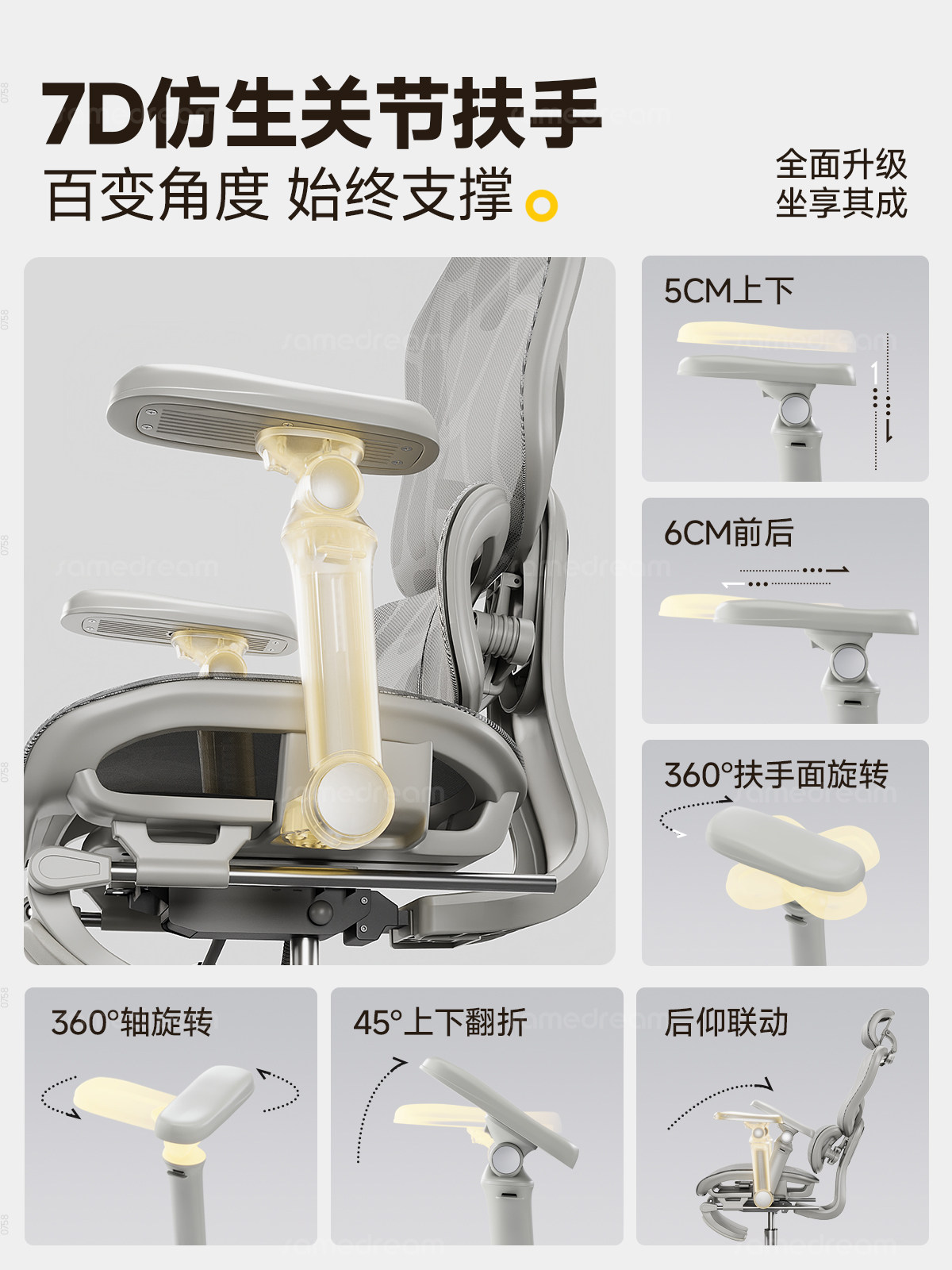 Sanmeng Ergonomic Chair, Home Computer Chair, Office Chair, Bedroom Waist-Protecting Reclining Seat, Comfortable Long-Sitting Gaming Chair