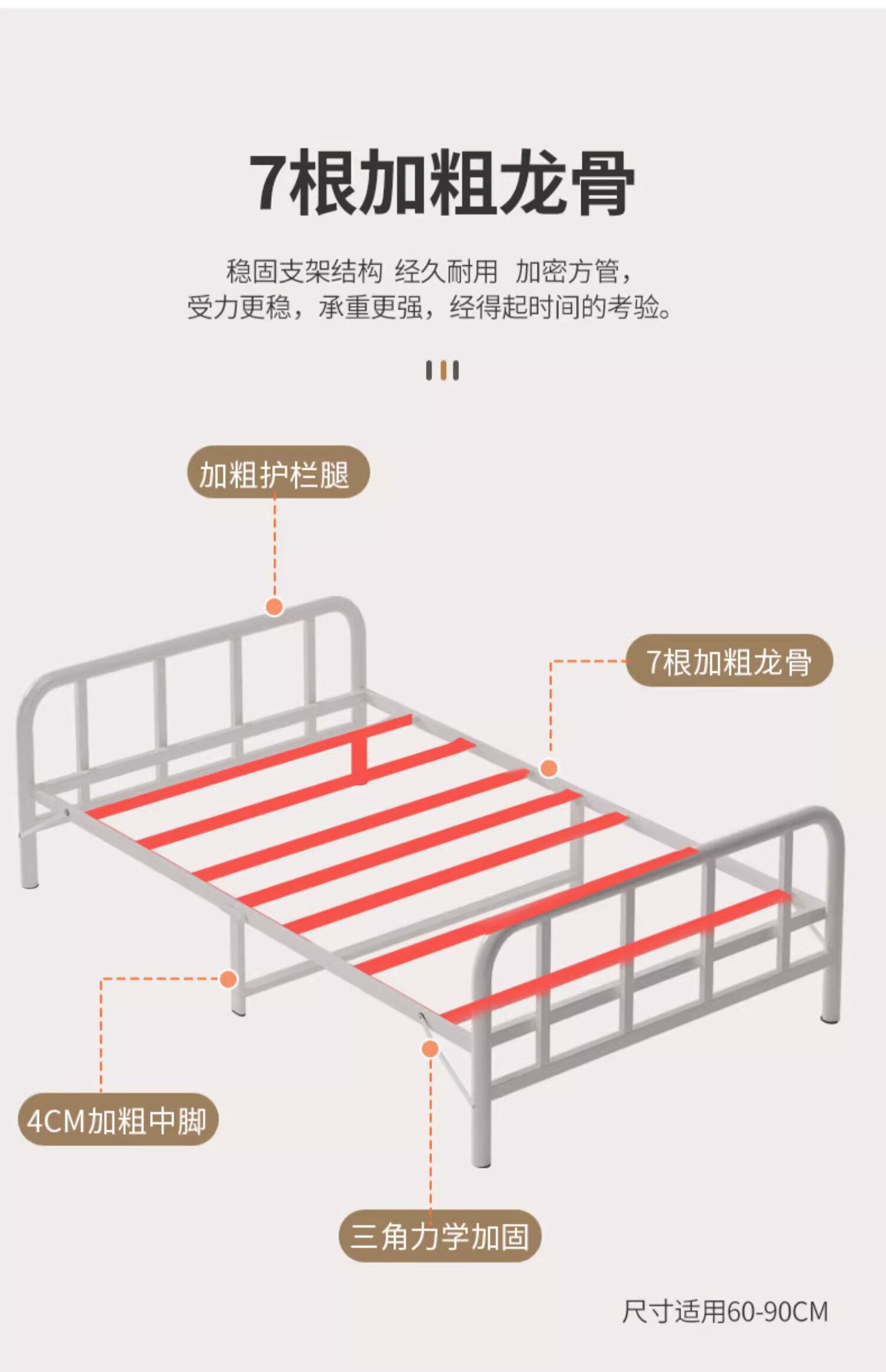 раскладушка 折叠床单人床家用午休成人午睡加固硬板简易铁架临时小床加床拼床
