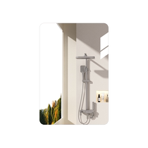 Bathroom Mirror Free of perforated mirror Handwashing Desk wall-mounted toilet Toilet Stick Wall Self-Adhesive Glass Cosmetic Mirror Girls