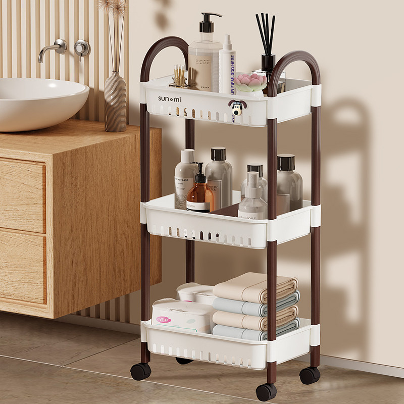 Small cart shelves Home living room Bedroom toilet Cosmetics Snack toy table next to storage Easy bookshelves-Taobao