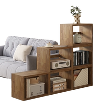 Bookshelf floor-standing storage rack living room integrated storage solid wood wall-mounted combination grid cabinet short home kindergarten bookcase