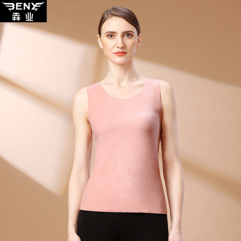 Running for autumn and winter women with no marks and warm vest lingerie with double face grinding undershirt and a velvety thickened blouse E122