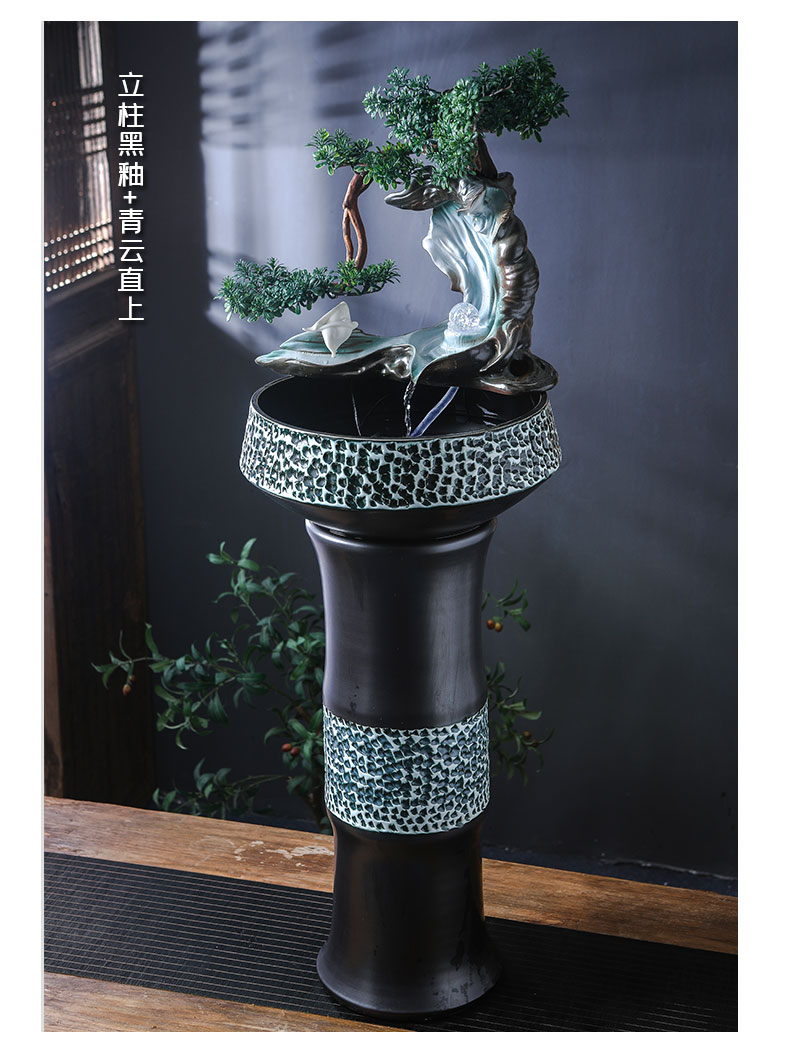 Creative ceramic tank sitting room pillar landing household circular small circulation water tank falls, the fish bowl