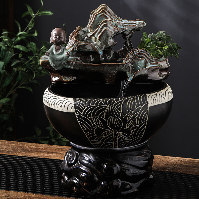 Belt filter ceramic aquarium small desktop tank sitting room home office furnishing articles circulating water fountains