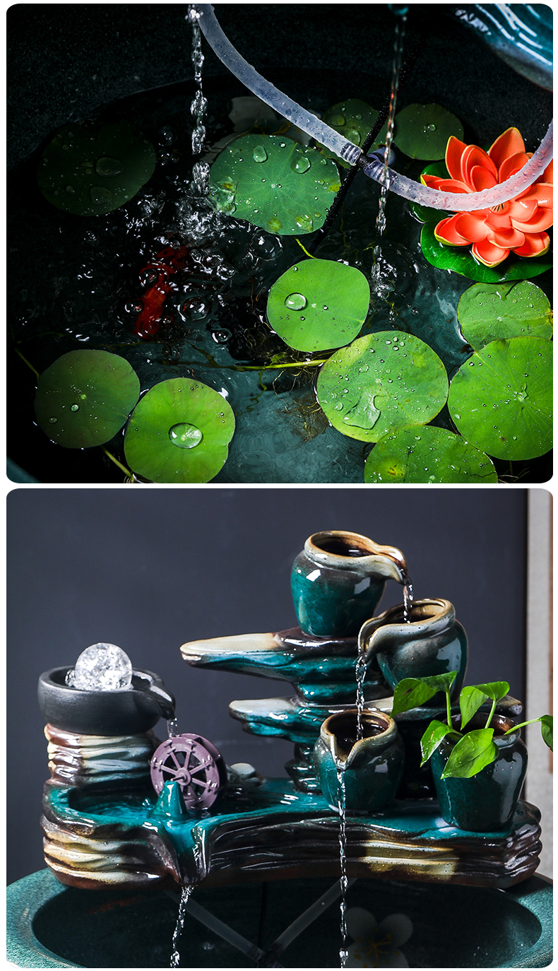 Ceramic tank sitting room ground loop water tank large furnishing articles balcony garden lotus fish bowl