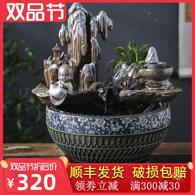 Jingdezhen ceramic aquarium desktop furnishing articles sitting room creative small rockery fountain water automatic cycle humidifier