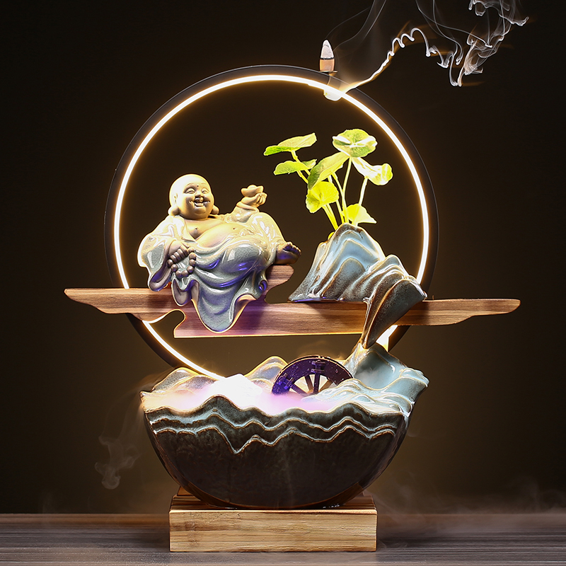 Creative fountain water machine ceramic furnishing articles feng shui plutus office desktop home sitting room porch opening gifts