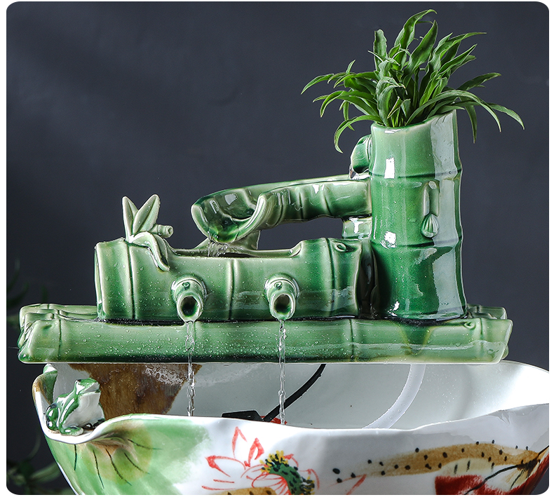 Creative ceramic aquarium sitting room circulating water of small desktop fountain office lucky fish bowl goldfish bowl