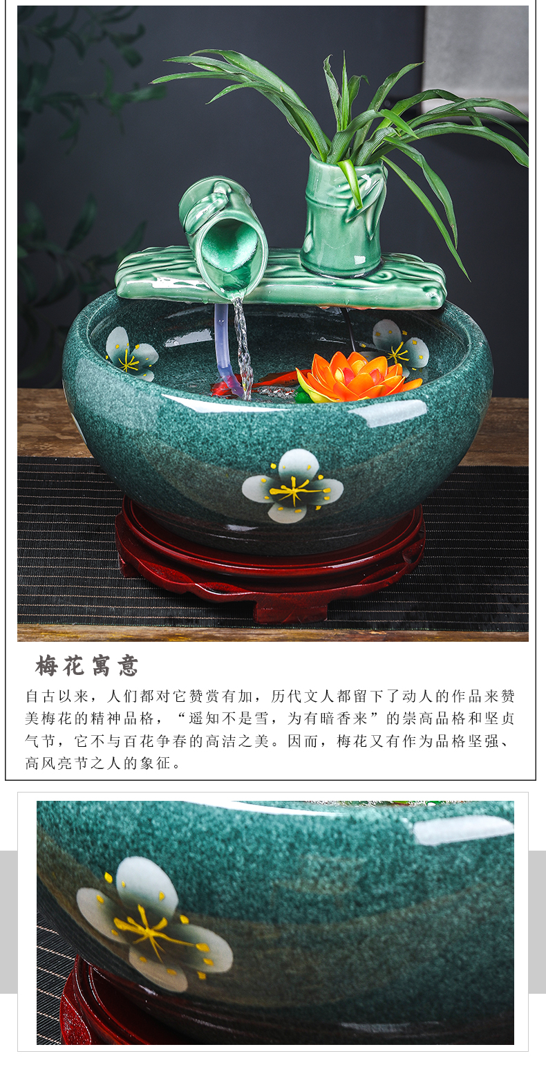 Jingdezhen ceramic aquarium desktop small sitting room aquarium automatic cycle water tank water lily lotus mail