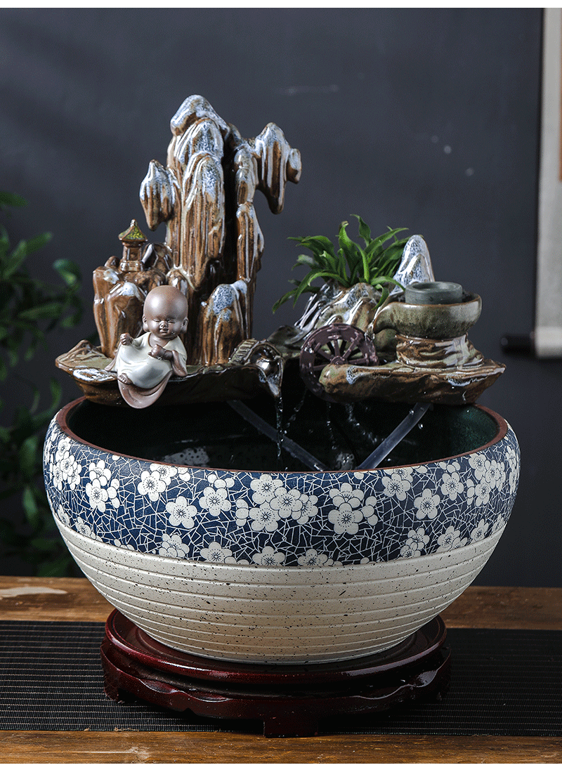 Jingdezhen ceramic aquarium desktop furnishing articles sitting room creative small rockery fountain water automatic cycle humidifier