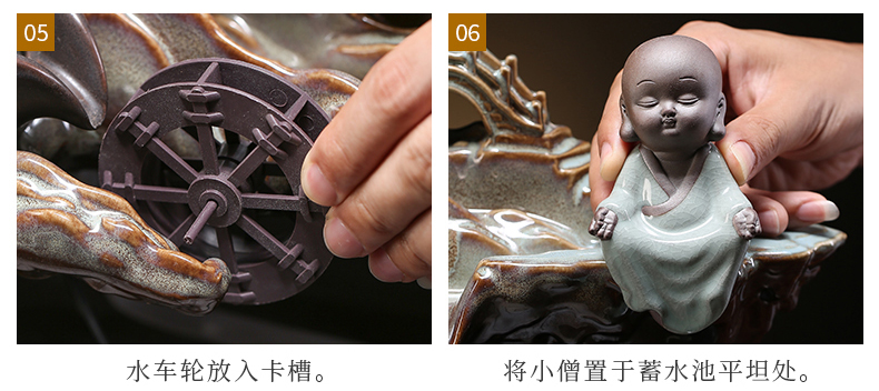 Ceramic circulating water zen home office desktop sitting room small goldfish bowl humidifying furnishing articles gifts