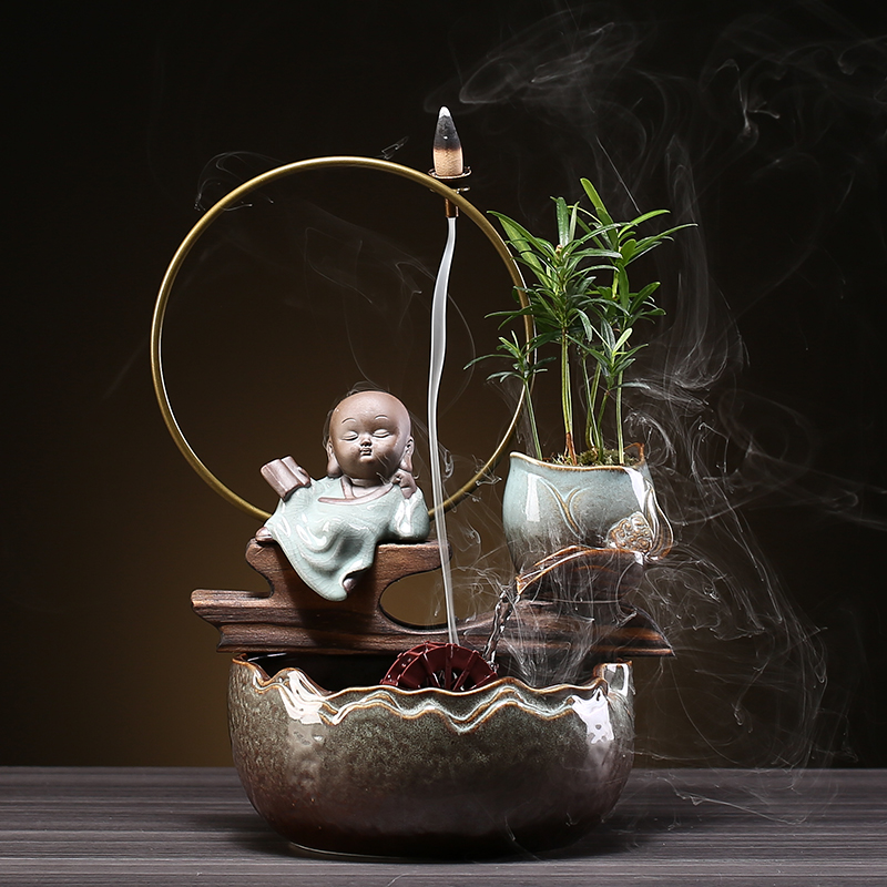 Creative fountain water machine ceramic furnishing articles feng shui plutus office desktop home sitting room porch opening gifts