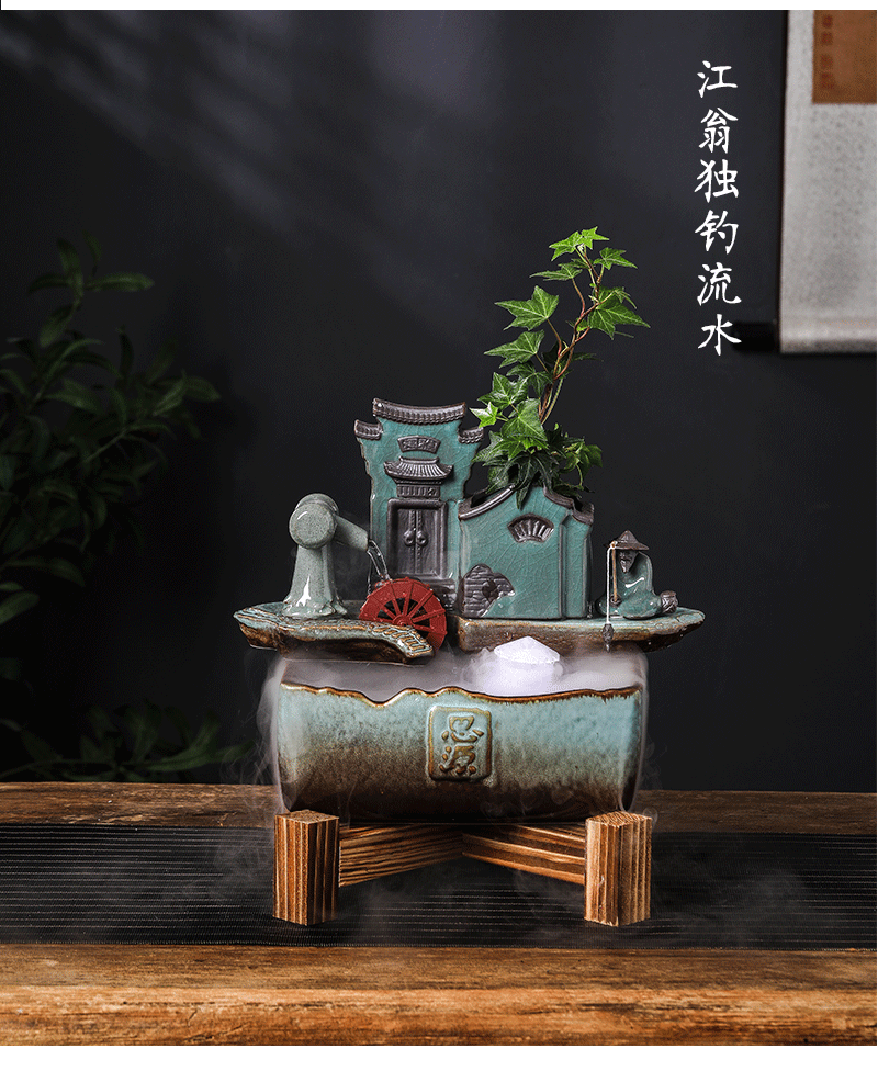 Ceramic aquarium indoor humidifier automatic cycle plutus furnishing articles desktop sitting room aquarium water landscape