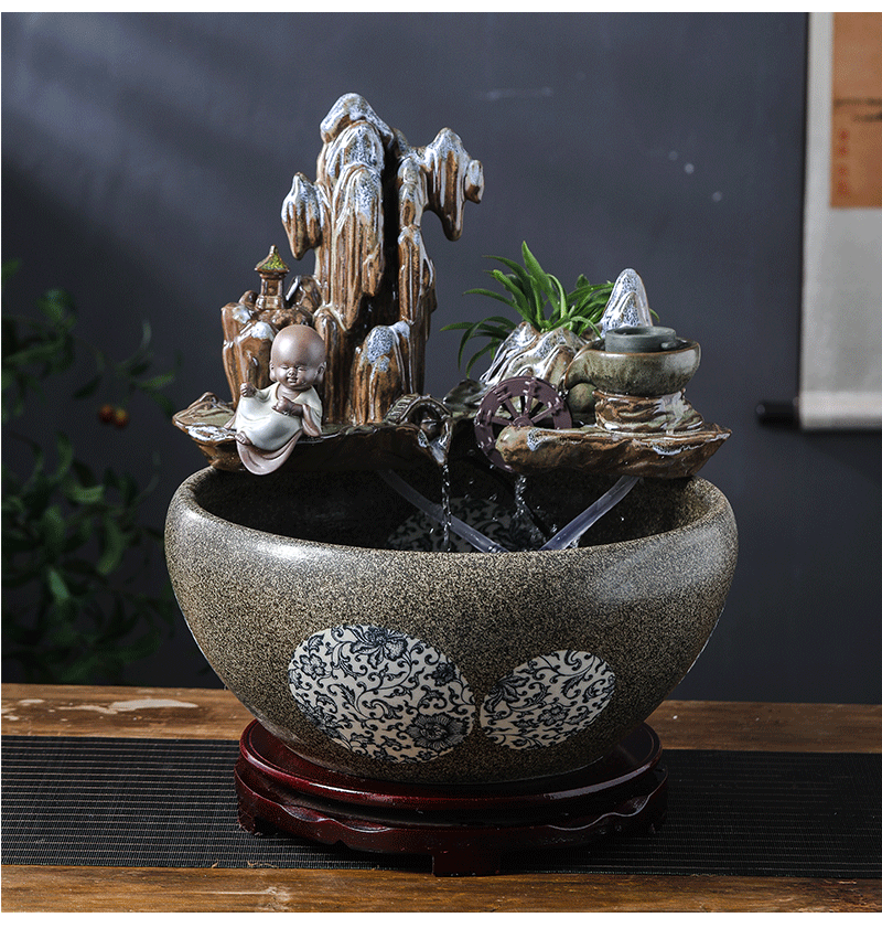 Jingdezhen ceramic aquarium desktop furnishing articles sitting room creative small rockery fountain water automatic cycle humidifier