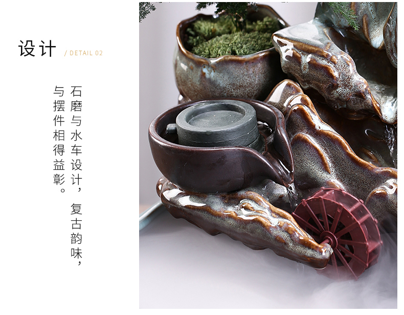 Ceramic circulating water zen home office desktop sitting room small goldfish bowl humidifying furnishing articles gifts