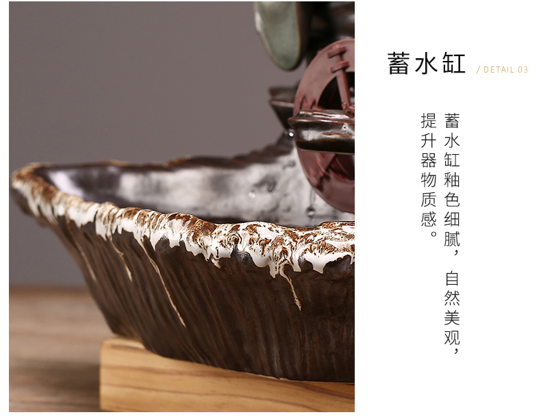 Creative ceramic Chinese zen sitting room desktop automatic flow humidifying furnishing articles store opening housewarming gift