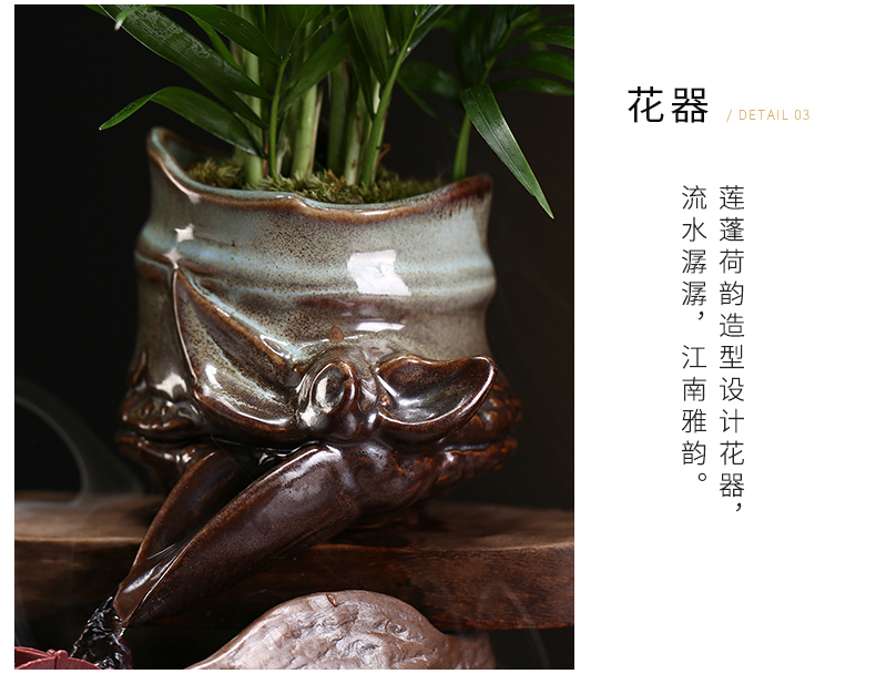 Chinese zen humidifying furnishing articles ceramic aquarium water sitting room open desktop decoration housewarming gift shop